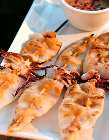 grilled squid kebob