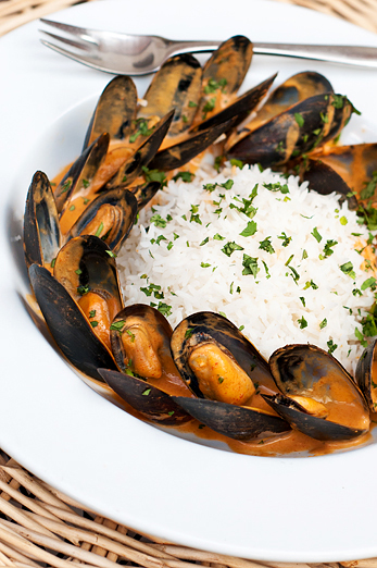 mussels with coconut milk and red curryphoto by lisa monahan photography