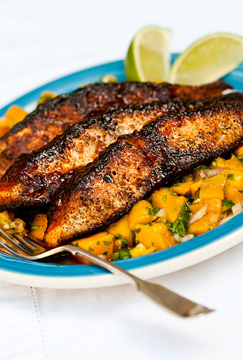 seared cobia with mango salsa