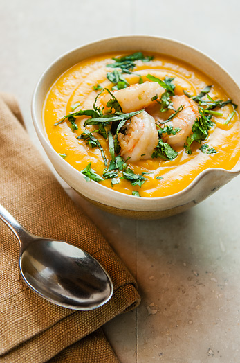 butternut squash soup with shrimp